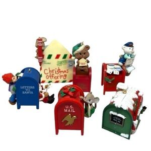 Six (6) Vintage Enesco Corporation Plastic Ornaments